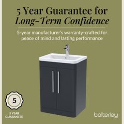 Balterley Contemporary Floor Standing 2 Door Bathroom Vanity Unit, Grey, 610mm in Grey - thumbnail 4