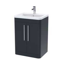 Balterley Contemporary Floor Standing 2 Door Bathroom Vanity Unit, Grey, 610mm in Grey