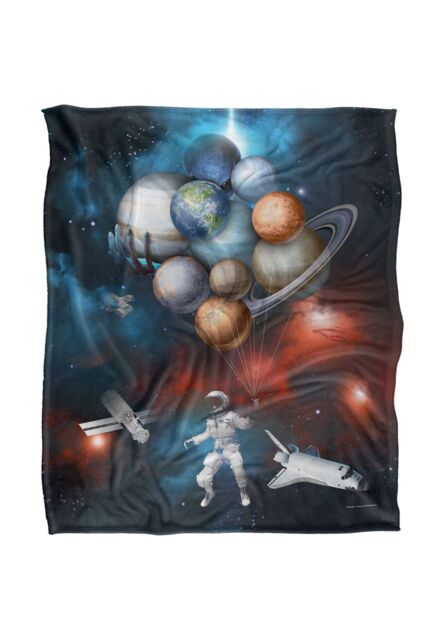 Reinders Astronaut Solar System Balloons Silky Touch Super Soft Throw Blanket 152 X 127 cm in White - image 1