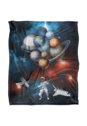 Reinders Astronaut Solar System Balloons Silky Touch Super Soft Throw Blanket 152 X 127 cm in White