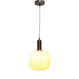 First Choice Lighting Set of 2 Bento - White Ribbed Glass Satin Nickel Deco Pendant Fittings - thumbnail 3