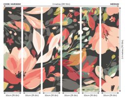 Origin Murals Flowing Flowers Wall Mural in Black - Size: W300 cm x H240 cm - thumbnail 3