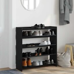 Berkfield Home Shoe Rack Black 80x25x81 cm Engineered Wood - Size: 80 x 25 x 81 cm - thumbnail 3
