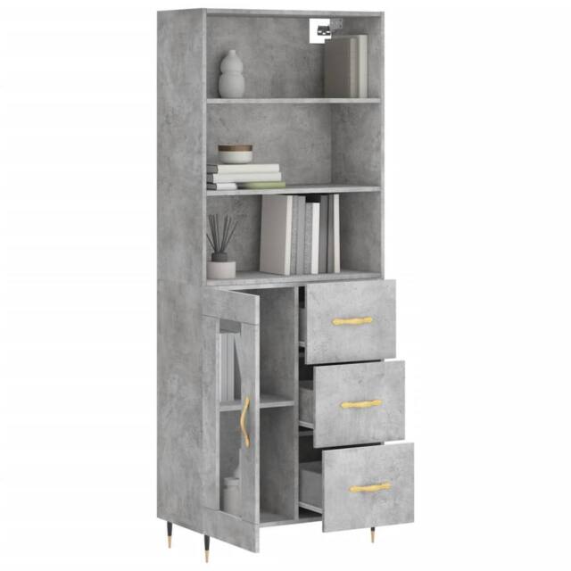Berkfield Home Highboard Concrete Grey 69.5x34x180 cm Engineered Wood - image 1