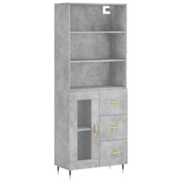 Berkfield Home Highboard Concrete Grey 69.5x34x180 cm Engineered Wood - thumbnail 3