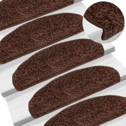 Berkfield Home Stair Mats 10 pcs 65x21x4 cm Brown - Size: Medium - thumbnail 1