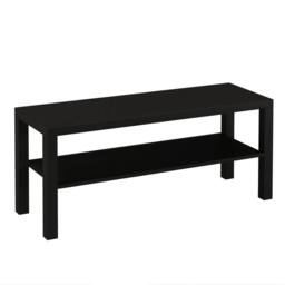 VOGREX Black 2 Tier TV Bench Entertainment Media Stand Cabinet