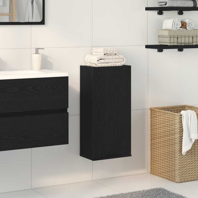 Berkfield Home Wall-mounted Cabinet Black Oak 32x20x67 cm Engineered Wood - Size: 32 x 20 x 67 cm - image 1