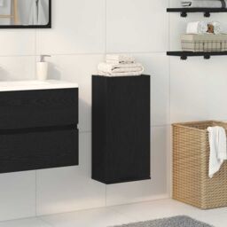 Berkfield Home Wall-mounted Cabinet Black Oak 32x20x67 cm Engineered Wood - Size: 32 x 20 x 67 cm - thumbnail 1