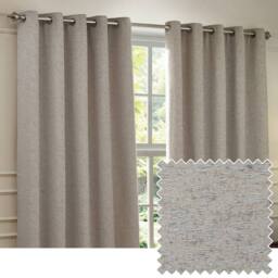 Paoletti Galaxy Velvet Chenille Eyelet Curtain Pair in Silver - Size: 229 cm width x 229 cm drop - thumbnail 1