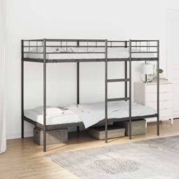 Berkfield Home Breathable Bunk Bed without Mattress Black 100x190 cm Steel - thumbnail 2