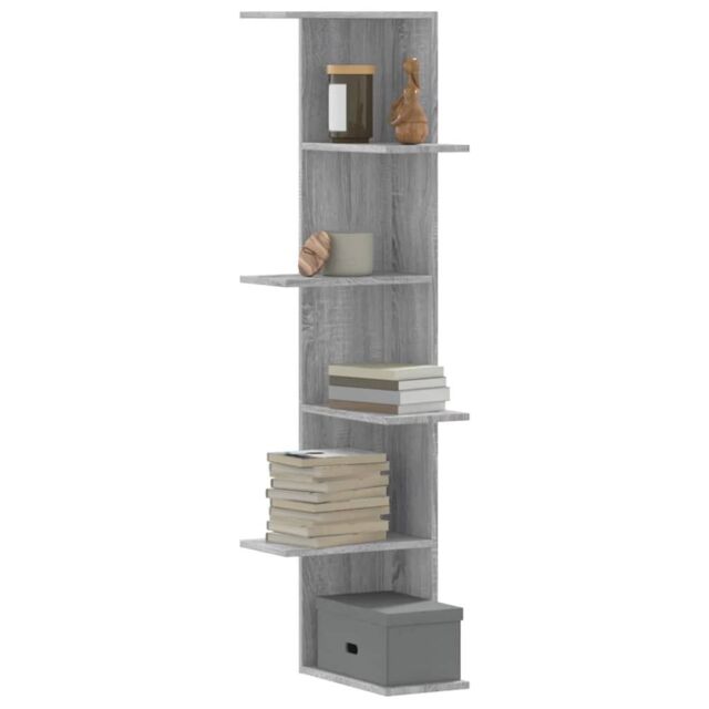 Berkfield Home Wall Corner Shelf Grey Sonoma 36.5x36.5x140 cm Engineered Wood - image 1