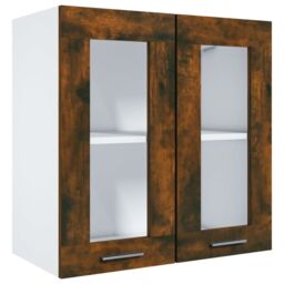 Berkfield Home Hanging Glass Cabinet Smoked Oak 60x31x60 cm Engineered Wood in Brown - Size: 60 x 31 x 60 cm - thumbnail 2