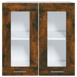 Berkfield Home Hanging Glass Cabinet Smoked Oak 60x31x60 cm Engineered Wood in Brown - Size: 60 x 31 x 60 cm - thumbnail 3