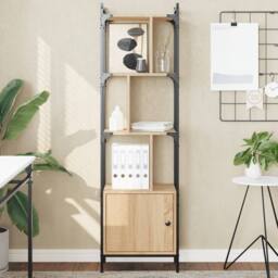 Berkfield Home Decorative Bookcase with Door Sonoma Oak 44.5x30x154.5 cm Enginee in Light Tan - thumbnail 2
