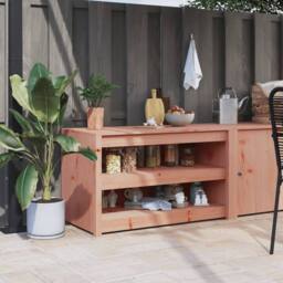 Berkfield Home Outdoor Kitchen Cabinet 106x55x64 cm Solid Wood Douglas in Light Tan - Size: 106 x 55 x 64 cm - thumbnail 2