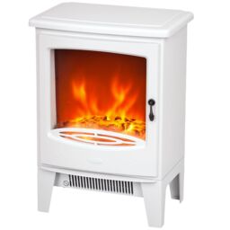 HOMCOM Electric Fireplace Freestanding w/Realistic Flame Effect, White - thumbnail 2