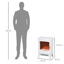 HOMCOM Electric Fireplace Freestanding w/Realistic Flame Effect, White - thumbnail 3