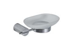 Showerdrape Vitality Chrome Stainless Steel & Frosted Glass Wall Mounted Soap Dish in Metallic Silver - thumbnail 3