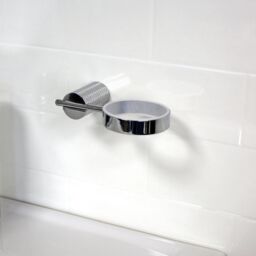 Showerdrape Vitality Chrome Stainless Steel & Frosted Glass Wall Mounted Soap Dish in Metallic Silver - thumbnail 2
