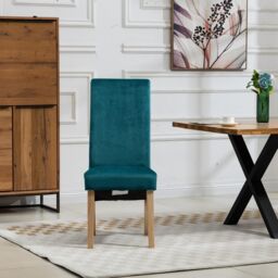 Artemis Home Rimini Velvet Fabric Dining Chairs - Set of 2 in Teal - thumbnail 2