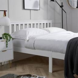 SPETLEK Double Wooden Bed Frame 3ft 4ft 6 white - thumbnail 3