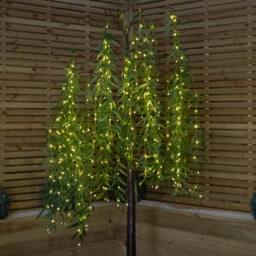 Samuel Alexander 7ft (2.1m) Tall Christmas Willow Tree with 384 Warm White LEDs in Green - thumbnail 5