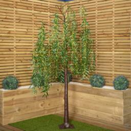 Samuel Alexander 7ft (2.1m) Tall Christmas Willow Tree with 384 Warm White LEDs in Green - thumbnail 2