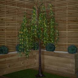 Samuel Alexander 7ft (2.1m) Tall Christmas Willow Tree with 384 Warm White LEDs in Green - thumbnail 3