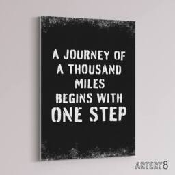 "Artery8 Begins With One Step Motivational Quote Canvas Wall Art Print in Black - Size: W24"" x H32""" - thumbnail 2