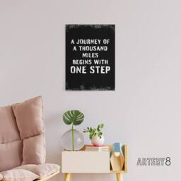 "Artery8 Begins With One Step Motivational Quote Canvas Wall Art Print in Black - Size: W24"" x H32""" - thumbnail 3