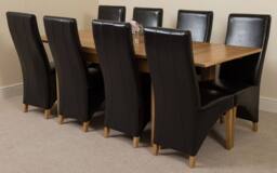 Thats Furniture Richmond 140-220cm Oak Extending Dining Table & 8 Lola Leather Chairs in Black - thumbnail 1