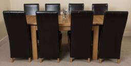 Thats Furniture Richmond 140-220cm Oak Extending Dining Table & 8 Lola Leather Chairs in Black - thumbnail 2