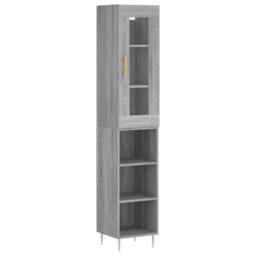 Berkfield Home Highboard Grey Sonoma 34.5x34x180 cm Engineered Wood - thumbnail 1