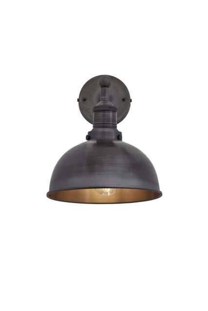 Industville Brooklyn Dome Wall Light, 8 Inch, Pewter, Pewter Holder in Dark Grey - image 1