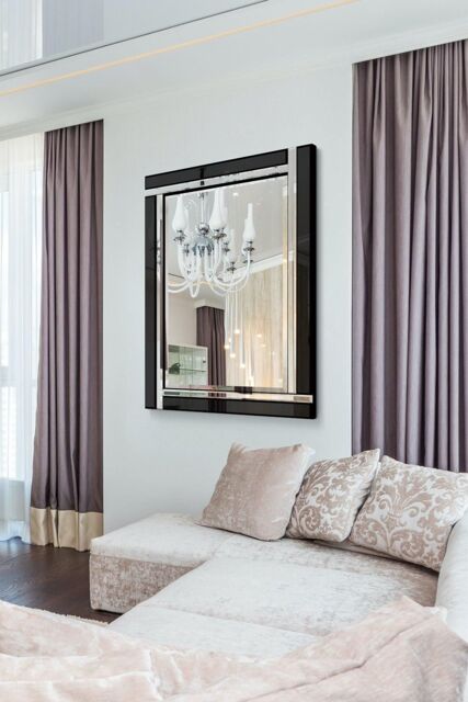 MirrorOutlet 'Aston' Black Double Bevelled All Glass Wall Mirror 70 x 100cm - Size: 70 x 100 cm - image 1