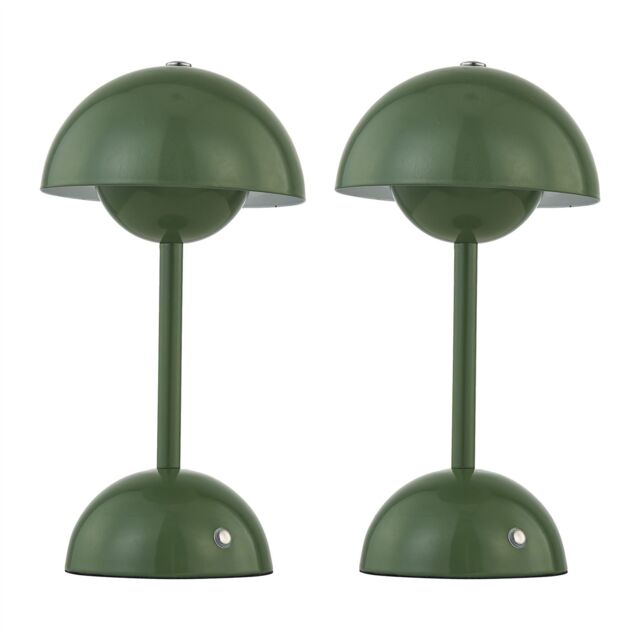 First Choice Lighting Eleanor - Sage Green LED Rechargeable Touch Table Lamps Twin Pack - image 1