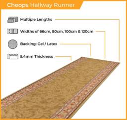 runrug Hallway Runner Rug - Non-Slip, Hardwearing, 5.4mm - 'Cheops' in Red - Size: 120 cm x 360 cm - thumbnail 2