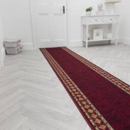 runrug Hallway Runner Rug - Non-Slip, Hardwearing, 5.4mm - 'Cheops' in Red - Size: 120 cm x 360 cm - thumbnail 5