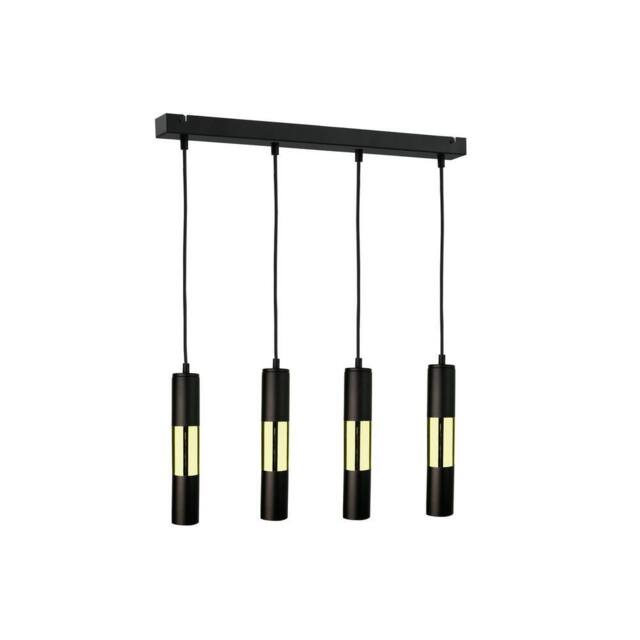 Netlighting Magnum Bar Pendant Ceiling Light Black Gold 60cm 4x GU10
