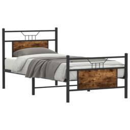 Berkfield Home Durable Bed Frame Frame Smoked Oak 75x190 cm Small Single Wood in Brown - thumbnail 1