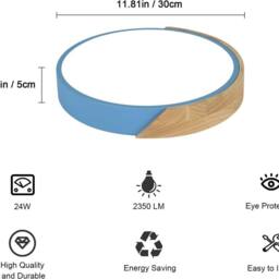 Kelvenix Modern Flush LED Ceiling Light Cool White Round Blue Ceiling Lamp - thumbnail 2