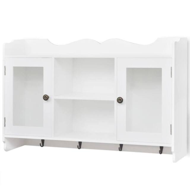 Berkfield Home White MDF Wall Cabinet Display Shelf Book/DVD/Glass Storage - image 1