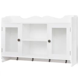 Berkfield Home White MDF Wall Cabinet Display Shelf Book/DVD/Glass Storage - thumbnail 1