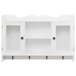 Berkfield Home White MDF Wall Cabinet Display Shelf Book/DVD/Glass Storage - thumbnail 3