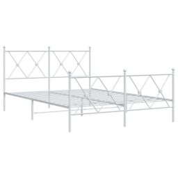 Berkfield Home Metal Bed Frame without Mattress with Footboard White 140x200cm - Size: 140x200 cm - thumbnail 3