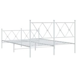 Berkfield Home Metal Bed Frame without Mattress with Footboard White 140x200cm - Size: 140x200 cm - thumbnail 6