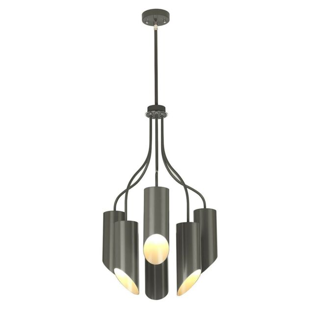 Loops 6 Bulb Chandelier LIght Dark Grey Highly Polished Nickel LED E27 8W in Metallics