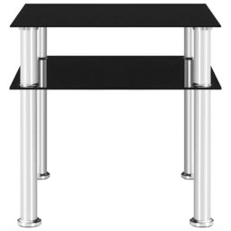 Berkfield Home Side Table Black 45x50x45 cm Tempered Glass - Size: 45 x 50 x 45 cm - thumbnail 3