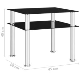 Berkfield Home Side Table Black 45x50x45 cm Tempered Glass - Size: 45 x 50 x 45 cm - thumbnail 6